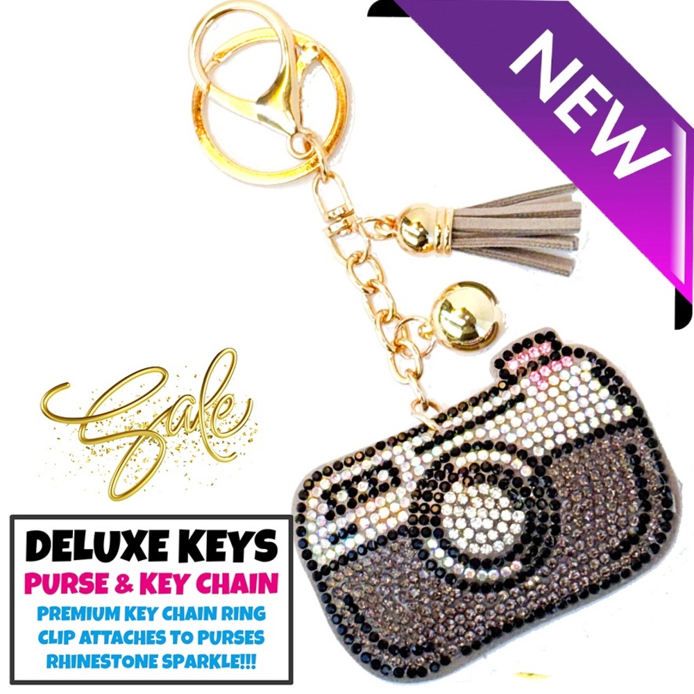 DeLuxe Keys Rhinestone Keychain/Purse Chain GREY CAMERA